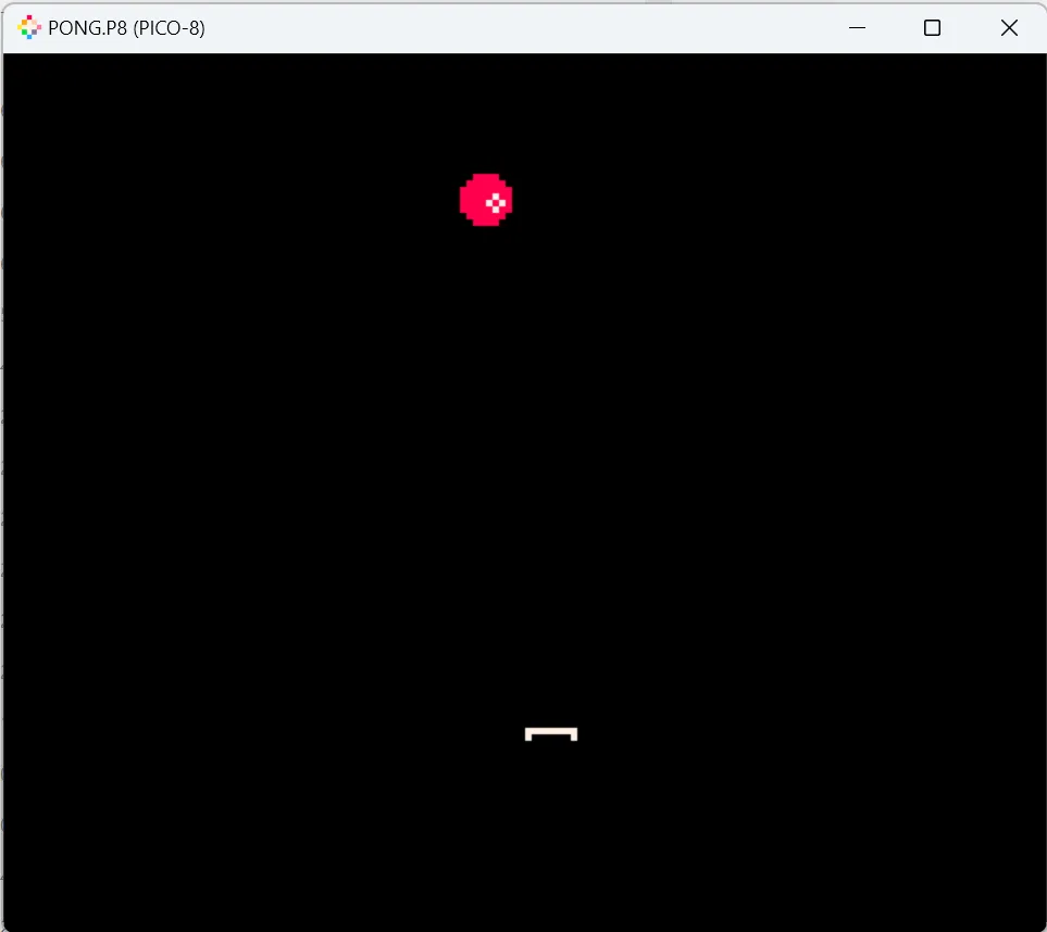 Black screen with a red ball and a small paddle